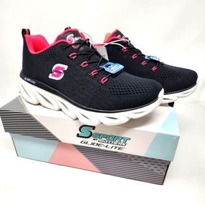 Skechers New Glide-Lite Ashlina Sneakers Running Shoes Slipon Memory Foam Size 8